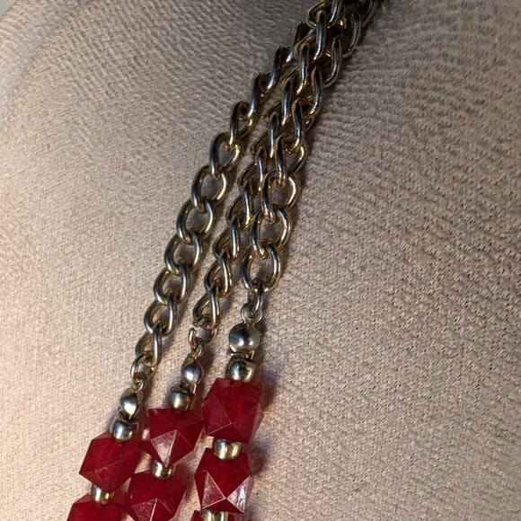 Charming Charlie Red Geometric Spikes Necklace - Picture 5 of 7